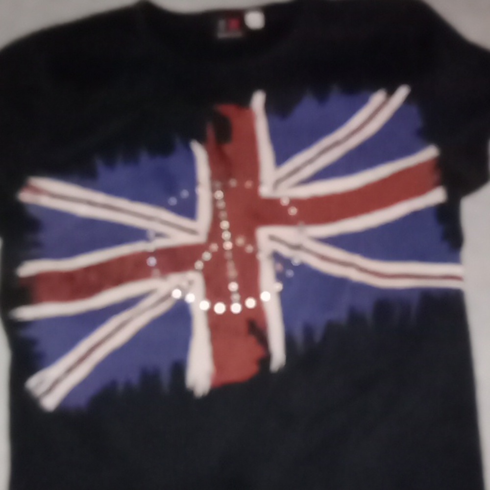 Vintage Union Jack studded peace sign tee XL kids women small